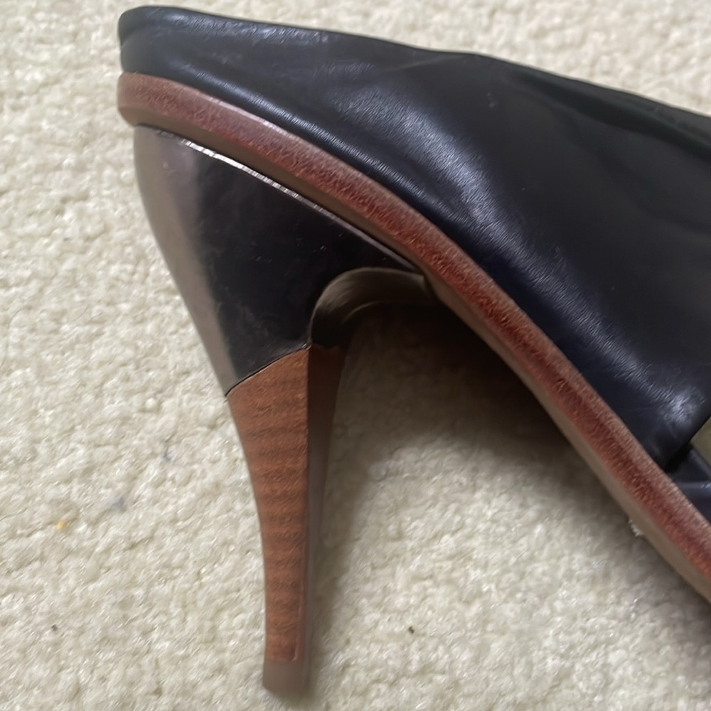 Leifsdottir Black Leather Ankle Wrap Heels - Picture 7 of 11